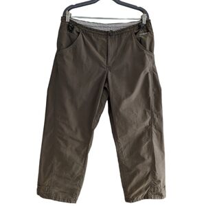 Columbia Women's Hi Rise Capri Khaki Cropped Bungee Pants Size M Hiking Camping